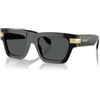 Versace Occhiali da sole da uomo, montatura nera, lenti grigio scuro, 55 mm, Nero, 2XL