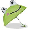 Relaxdays Ombrello per bambini con rana in 3D, parapioggia con bastone, bimba & bimbo, a Campana, Unisex, Verde