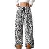 WINKEEY Pantaloni Pigiama Donna Invernali in Flanella Pantaloni comodi e morbidi in pile con stampa leopardata per la casa,stampa leopardata2 M