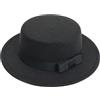 ASTRQLE Cappello Fedora classico a tesa larga con fiocco per uomo donna dettaglio piatto Jazz Derby Cap stile vintage feltro cappello nero