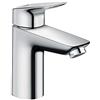 hansgrohe Logis - Rubinetto per lavabo con scarico a tirante, Miscelatore lavabo risparmio idrico (EcoSmart) con altezza bocca 93 mm, cromo, 71100000