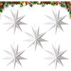 Sikweny 5 Pezzi Stelle di Carta da Appendere Stella di Carta Natalizia Decorazione Natale Pieghevole Natale per Decorazione 3D 9 Punte Natale Appendere per Decorazione Finestra Avvento Festa(Bianco)
