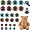 Nogeqi 48 Pezzi Occhi di Sicurezza per Animali Crochet 14-18 Mm Grande Safety Eyes for Crochet Animals Glitter Occhi Plastica Con Rondelle Orso (4 Colori)