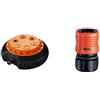 Claber 8654 Irrigatori Rotanti Multifunzione, Nero/Arancione & Raccordo Rapido 1/2 8607