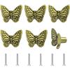 UFURMATE Pomelli per cassetti, 6 maniglie in lega di zinco, pomelli per mobili antichi con viti per cassetti, armadi (farfalla bronzo)