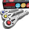 Arwealxs 3 Pezzi Chiave a Cricchetto, 1/4, 3/8, 1/2 Cricchetto Reversibile, 9cm, 10.5cm, 13.5cm Impugnatura a Cricchetto con 72 Denti, Chiavi Inglesi a Bussola, Per la Riparazione di Mobili, Auto