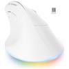 Bluestork - Mouse Verticale Senza Fili 2.4GHz + BT - Ricaricabile Mouse Ergonomico - DPI 800-2400 - 6 Pulsanti RGB - Prevenzione della Sindrome del Tunnel Carpale - PC/Mac/IPAD - Bianco per destrorsi