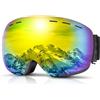 DADA-PRO Occhiali da sci Uomo Donna, Goggles per snowboard sopra gli occhiali OTG Anti-Appannamento, Goggles da sci senza cornice 100% Protezione UV (Arancione)
