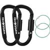 WEBBOMB® 2 moschettoni con tappo a vite, 80 mm, per campeggio, escursionismo, pesca, moschettone a vite, per passeggini, sport di equitazione, portachiavi