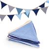 jijAcraft Gagliardetto Blu grigio da 2,8 m per la cameretta dei bambini, catena per gagliardetti in mussola di cotone a doppia faccia, decorazione della camera dei bambini per ragazze e ragazzi