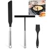 TRLREQ Set di accessori per crepe, distributore di pasta in acciaio inossidabile e spatola in silicone, strumenti da cucina