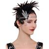 BABEYOND Flapper - Fascia per capelli da donna, stile anni '20, con piume, stile Gatsby, ruggenti anni '20, colore: nero