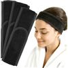 jazzylab Fascia capelli cosmetica in spugna - Cerchietto regolabile per trucco, cura del viso, spa e benessere - Fascia morbida con chiusura a strappo | Nero, 3x fasce