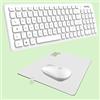 NEWWAY - Pack RF01 Tastiera Mouse Wireless con Tappetino - Tastiera AZERTY 97 Tasti 13 Scorciatoie - Mouse WiFi 2.4 GHz 4 Tasti - Ricevitore USB - Bianco