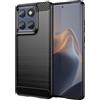 WJXEXRS Cover per Motorola Moto Edge 60 Fusion, Custodia Spazzolata e Fibra di Carbonio Morbido Silicone TPU Slim Fit Case, Antiurto, Antigraffio, Antiscivolo, custodia Protezione Grado Militare -Nero