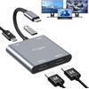 Avigers Adattatore da USB C a Dual HDMI with 2 HDMI, USB 3.0, PD, (4 in 1) USB C to Hdmi Splitter for Usb C Port Laptops, Tablets (Single HDmi 4K@60HZ and dual HDMi 4K@30Hz)