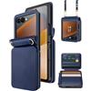 OCASE Custodia Portafoglio per Samsung Galaxy Z Flip 7, 4 Scomparti Carte, 2 Cinghie Rimovibili, Protezione RFID, Pellicola Protettiva Schermo Inclusa, Custodia in Pelle PU per Samsung Flip 7 - Blu