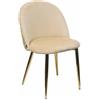 Sedia Double imbottita Beige con stampa tropicale e gambe oro