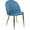 Sedia Double imbottita Blu con stampa tropicale e gambe oro