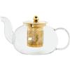 DRW Teiera in Vetro borosilicato da 800 ml con Filtro in Acciaio Trasparente e Oro 20,5 x 13,5 x 9 cm