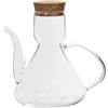 DRW Oliera in Vetro borosilicato da 500 ml con Tappo in Sughero Trasparente, 15,5 x 12 x 12 cm