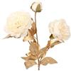 DRW Set 12 rami colore oro con fiori artificiali in PU-Foam crema 65 x 25 x 25 cm