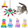 FOSDICK 5 Pezzi Giochi per Gatti in Casa, Colorato Giochi Gatto a Forma di Polipo Gioco Gatto con Campanellino Peluche giochi Gatti Appendibile Interattivi Giocattoli per gatti e Gattini da Masticare