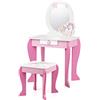 COSTWAY HW66654-VC, tavolo da toeletta per bambini, con sgabello, con cassetto e specchio rimovibile, per ragazze dai 3 ai 7 anni (rosa),