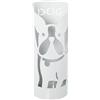 DRW Portaombrelli Rotondo con Cane in Metallo Bianco 49x19x19 cm