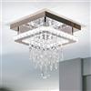 FRIXCHUR Moderno lampadario quadrato in cristallo, plafoniera LED da incasso per sala da pranzo, camera da letto, soggiorno e corridoio (bianco freddo)