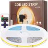 PSTAR COB Striscia LED 6M, 24V Bianco Naturale 4000K 320LED/M Larghezza 8mm con Alimentatore e Telecomando per Soggiorno Natale Decorazioni