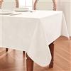 BALCONY & FALCON Tovaglia in bianco puro 140 x 180 cm, antimacchia, con effetto satinato | Rettangolare, idrorepellente, non stiratura, lavabile, rist., cucina, festa, decorativo, Natale, Capodanno, caffè, giardino