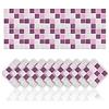 Cendray 20 Pz Adesivi per Piastrelle Antiolio Impermeabile PVC Autoadesivo Decorazione Stile Mosaico Adesivi per Bagno Cucina Parete Fai da Te (15x15cm,Viola)