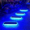 Lacasa Luci Solari Giardino Esterno, 4 Pezzi 30 LEDs Lampada Solare IP68 Impermeabile Luci per Sentieri Auto On/Off Luce Solare Luci Terra Giardino per Ponte Passo Percorso Vialetto Cortile, Luce Blu