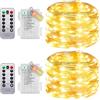 Molicar Confezione da 2 catene luminose con timer e telecomando, per interni, con batteria, 10 m, 100 LED, impermeabilità IP65, senza batterie, per camera da letto, matrimonio, Natale, feste