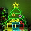 SIGNSHIP Christmas Tree Gifts Scritte Neon Albero di Natale Regali Scritta Led,Scritte Luminose con Interruttore Regolabile,Insegne Luminose per Feste Natalizie Camera da Letto Capodanno Party
