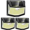 TECKNET Lampade Solari per Esterni con Sensore di Movimento [3 Pezzi] 248 LED Lampade Solari 3 Modalità 300° IP66 Lampada Solare Impermeabile per Esterni Lampada da Parete per Giardino, Posto, Viale