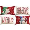 Artscope 4 Pezzi Federe Cuscini di Natale Cuscino Decorativo in Lino Natalizi per la Decorazione Domestica Soggiorno Camera da Letto Divano 30x50cm (Rosso - Coppia di Babbo Natale e Popolo di Neve)
