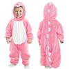 DiULi Costume invernale da dinosauro per bambine e ragazzi, pagliaccetto con cappuccio in flanella, tutina con cappuccio, tuta per bambini e bambini, con cerniera frontale a forma di dinosauro