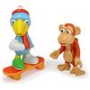 Dickie Toys, Eroi della Città, Il Set di Statuette con Kasimir Il Corvo e Anton la Scimmia, Inclusi.Skateboard con Ruota Libera e figurina Adesiva con codice Segreto.