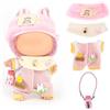 WALLFID Vestiti per bambola Labubu, set di 4 pezzi per bambole da 17 cm, vestito alla moda con cappello, top, pantaloni e accessori, essenziale per guardaroba delle bambole (senza bambola) (rosa dolce