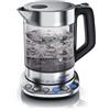 Arendo 722304681722 - Bollitore in vetro fumé con regolazione della temperatura, funzione di mantenimento in caldo, 30 min-1,5 litri, base in vetro borosilicato in acciaio INOX, design moderno