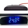 Riloer Orologio digitale per auto, 4 IN1 12V Orologio per data e termometro Monitor di tensione con display LCD per interni auto, blu