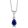 Miore Collana Donna Zaffiro Blu con Diamanti taglio Brillante Oro Bianco 9 Kt / 375 con Catena, Catenina Cm 45