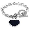 inSCINTILLE Cuore Rock Bracciale Donna a Catena in Acciaio Inossidabile Lucido con Cuore Colorato (Nero)