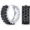 Bling Jewelry Unisex nero Pave CZ piccolo ampio Huggie Hoop Kpop orecchini per le donne per gli uomini Cubic Zirconia IP nero .925 Sterling Silver .50 nel diametro