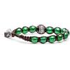 VLNET Bracciale originale Tibetano con ruota della preghiera in argento e pietre naturali. Unisex. Taglia unica. Benedetto dai Monaci Tibetani. (agata verde)