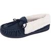 Cushion Walk - Pantofole da donna in vera pelle scamosciata, foderate in pelliccia di pecora, Blu (Marina Militare), 40 EU
