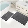 Homaxy Set di 2 tappetini da bagno in microfibra, antiscivolo, lavabili e morbidi, assorbono l'acqua, per il bagno, 40 x 60 cm + 50 x 76 cm, grigio scuro