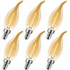 MZYOYO Confezione da 6 Lampadine a LED E14,Stile Vintage,a Candela,E14,4W,Luce Bianca Calda,Sostituisce 40 Watt,Stile Retrò, per Lampadari,Filamento,400LM,2700K,Vetro,Non Dimmerabile,Ambra
